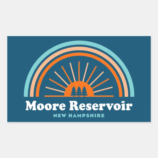Moore Reservoir New Hampshire Rainbow Sticker (Front)