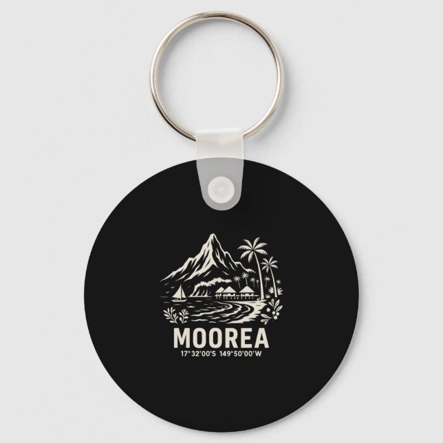 Moorea Island French Polynesia Beach Vacation  Keychain (Front)