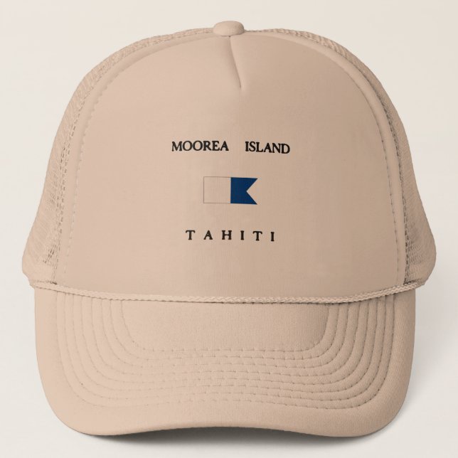 Moorea Island Tahiti Alpha Dive Flag Trucker Hat (Front)