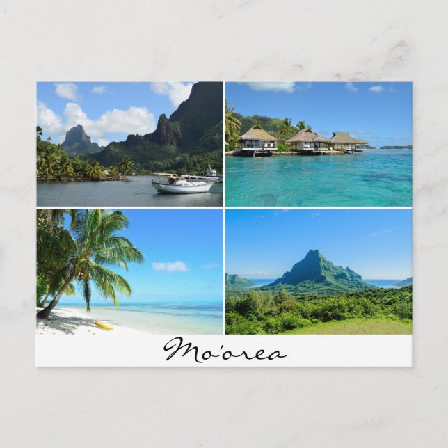 Moorea landscapes collage text postcard (Front)