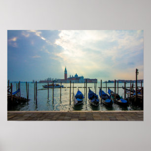 Moored Gondolas San Giorgio Maggiore Venice Poster