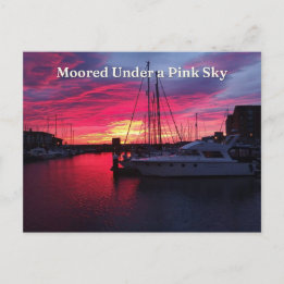 Moored Under a Pink Sky, Hartlepool Marina Postcard