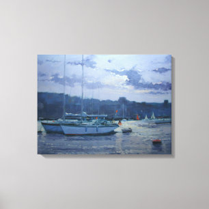 Moored yachts late afternoon canvas print