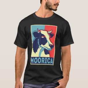 Moorica Merica Cow 4th Of July Bull T-Shirt
