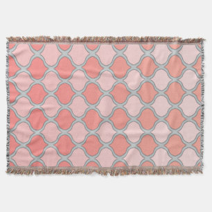 Moorish Arabesque (Pink, Coral, Gray) Throw Blanket