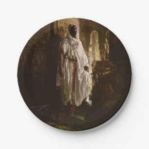 Moorish Chief African Art Painting Portrait Paper Plate