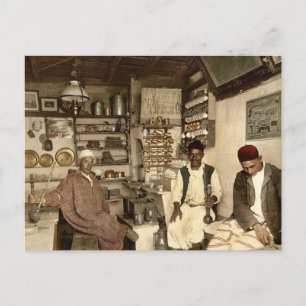 Moorish coffee house, Algiers, Algeria vintage Pho Postcard