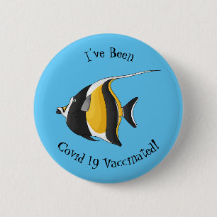 Moorish idol fish cartoon illustration 2 inch round button