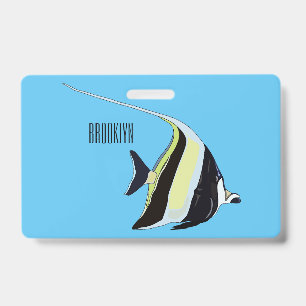 Moorish idol fish cartoon illustration badge