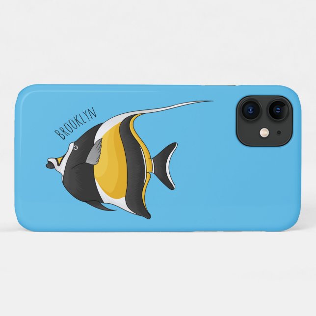 Moorish idol fish cartoon illustration Case-Mate iPhone case (Back (Horizontal))