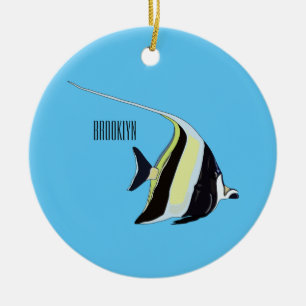 Moorish idol fish cartoon illustration ceramic ornament
