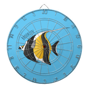 Moorish idol fish cartoon illustration  dartboard