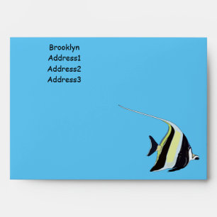 Moorish idol fish cartoon illustration envelope
