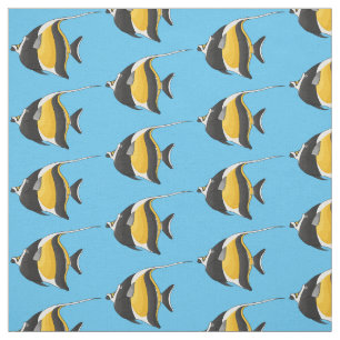 Moorish idol fish cartoon illustration fabric