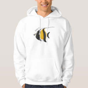 Moorish idol fish cartoon illustration  hoodie