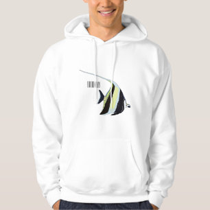 Moorish idol fish cartoon illustration hoodie