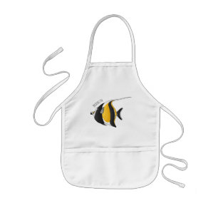 Moorish idol fish cartoon illustration kids apron