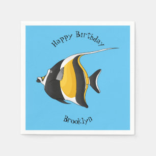 Moorish idol fish cartoon illustration  napkin