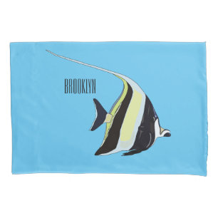 Moorish idol fish cartoon illustration pillowcase