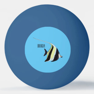 Moorish idol fish cartoon illustration ping pong ball