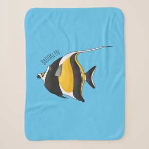 Moorish idol fish cartoon illustration sherpa blanket