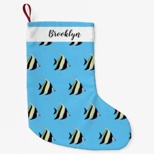 Moorish idol fish cartoon illustration small christmas stocking