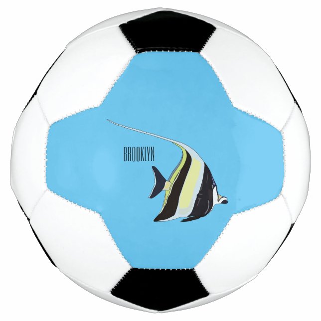 Moorish idol fish cartoon illustration soccer ball (Front)