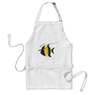 Moorish idol fish cartoon illustration   standard apron
