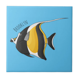 Moorish idol fish cartoon illustration  tile
