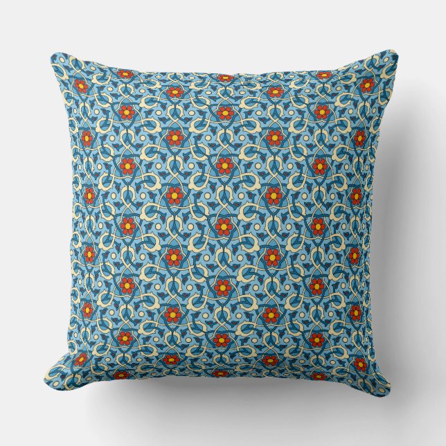 Moorish Medieval Pattern Throw Pillow (Front)