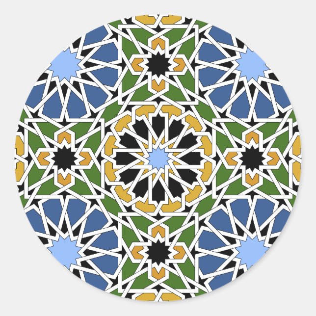 Moorish tile classic round sticker (Front)