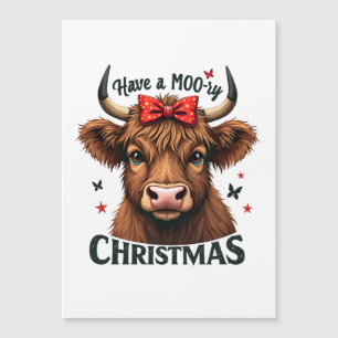 Moory Christmas Cute Cow Wearing Santa  Magnetic Invitation