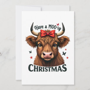 Moory Christmas Cute Cow Wearing Santa  Save The Date