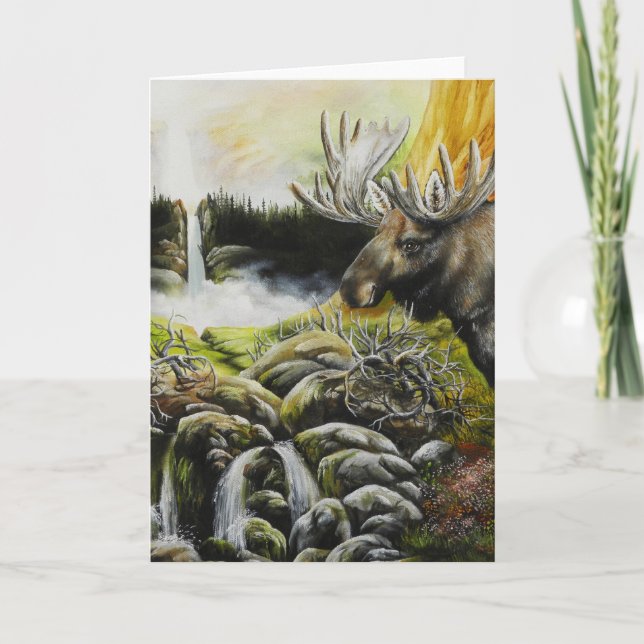 Moose~ A Painting on customizable products Holiday Card (Front)
