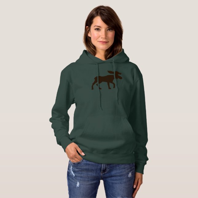 Moose Adirondack Rustic Camping Hooded Sweatshirt (Front Full)