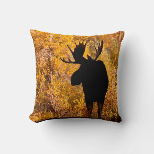 Moose (Alces Alces) Bull In Golden Willows 2 Throw Pillow