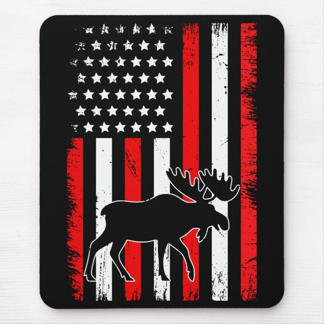 Moose American Flag Mouse Pad (Front)