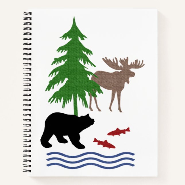 Moose and Bear Pattern Notebook (Front)