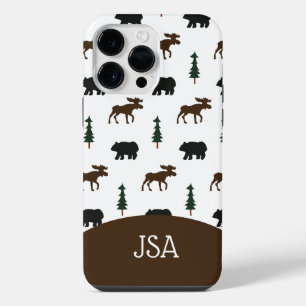 Moose and Bear Rustic Cell Phone Case Monogrammed