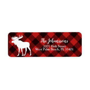 Moose and Buffalo Red and Black Plaid Christmas