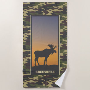 Moose and Camo Beach Towel