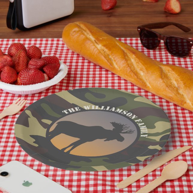 Moose and Camo Paper Plate (Picnic)