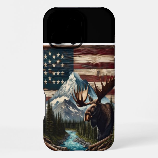 Moose And Mountain Artwork iPhone Case (Back)