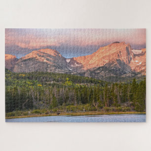 "Moose and Tourists at Sprague Lake, Colorado Jigsaw Puzzle