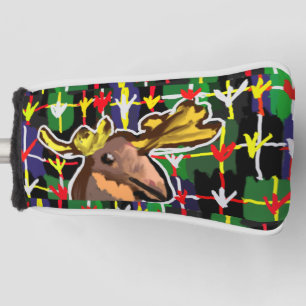 Moose art style golf head cover