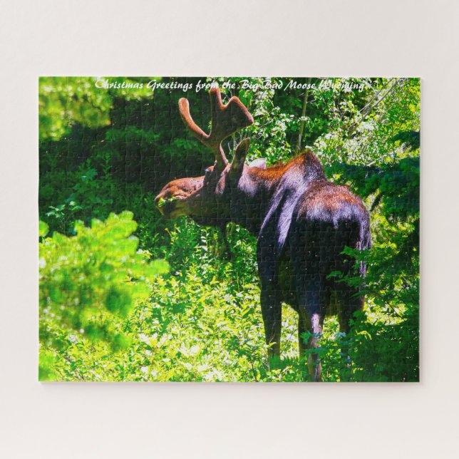 Moose at Grand Tetons. Christmas Greetings Jigsaw Puzzle (Horizontal)