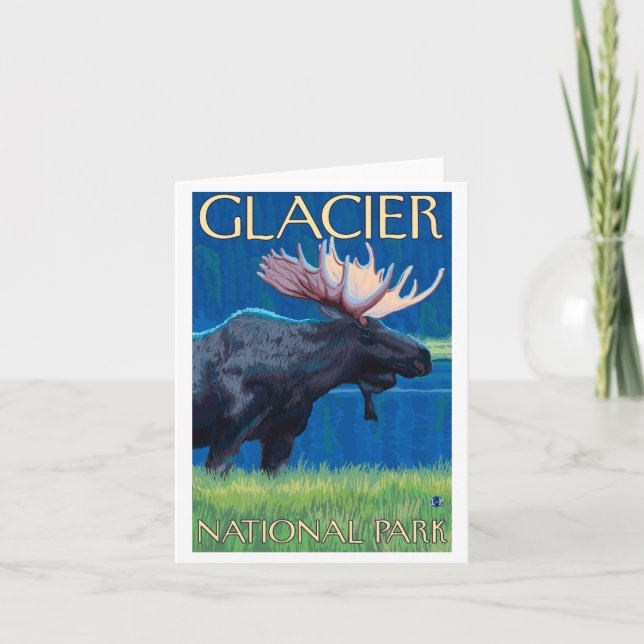 Moose at Night - Glacier National Park, MT Card (Front)
