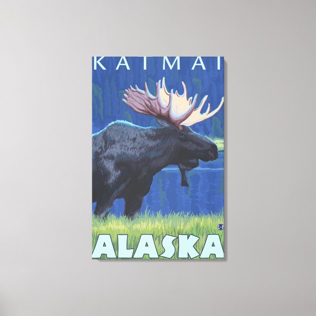 Moose at Night - Katmai, Alaska Canvas Print (Front)