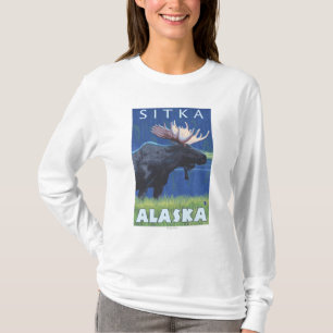 Moose at Night - Sitka, Alaska T-Shirt