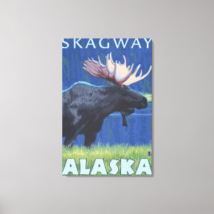 Moose at Night - Skagway, Alaska Canvas Print